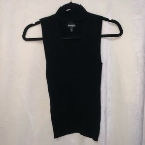 Cute fitted ribbed high neck tank top